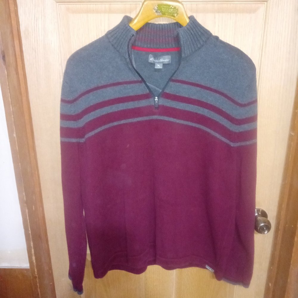Eddie Bauer Pull over Red and Grey sweater Size XL